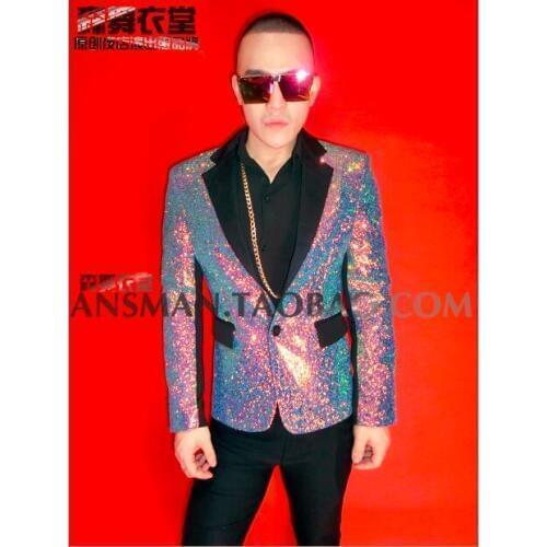 M-5XL!!Nightclub bar male singer cool ShanZuan mens cultivate ones morality suit the host dress stage costumes