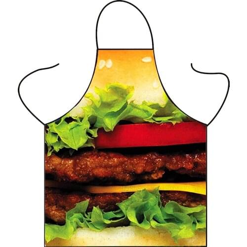 Women Cute Cooking Bib Apron Child Chef Apron Cartoon Kitchen Apron Hamburger Personalized Printing Cooking Apron