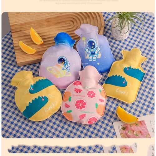 1PCs Keep Warm Cute PVC Stress Pain Relief Therapy Hot Water Bottle Bag with Knitted Soft Cozy Cover Heat Reusable Hand Warmer
