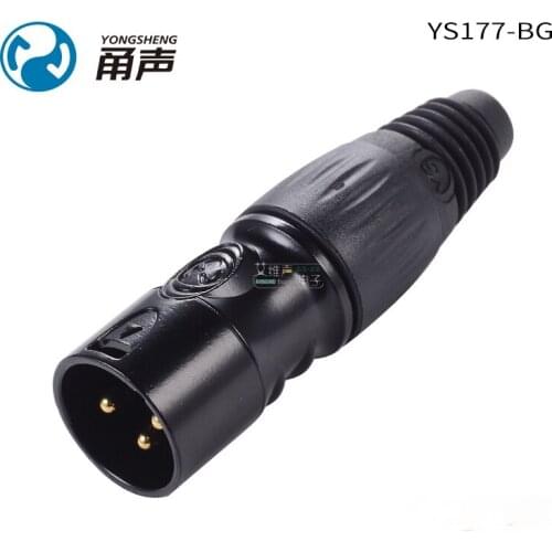 1Pcs Yongsheng three-core XLR microphone connector balanced plug gold-plated black male and female YS177-BG fever audio
