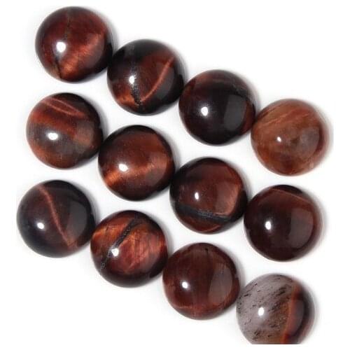 20pcs/lot Beads Cabochon Red Tiger Eye Stone Round Loose Beads Cabochon Cameo Fit DIY Ring Earrings for Jewelry Making