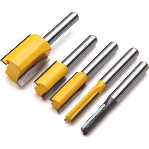 5Pcs 1/4'' Shank Router Bit Set Straight & Dado Router Bit Set Wood Milling Cutters For Woodworking Trimming Cutter