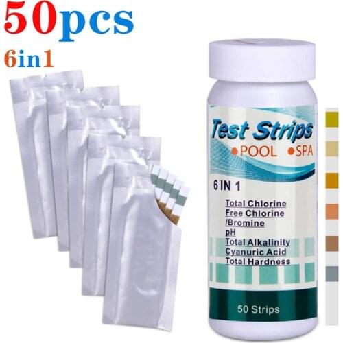 50 pcs Swimming Pool PH Test Card Chlorine Residual PH Value Alkalinity Hardness Test Strip PH Pool Cleaner Accessories