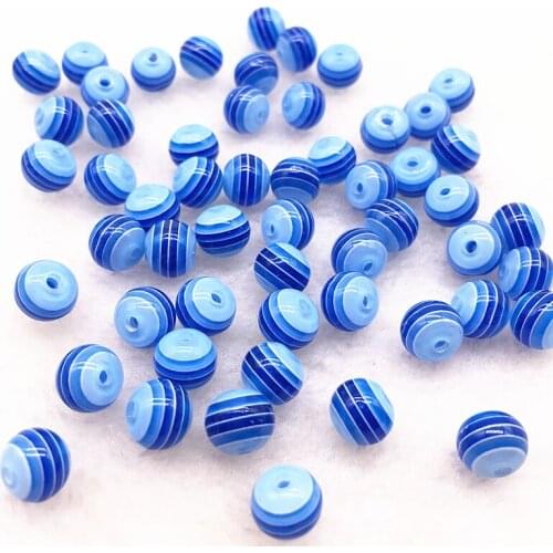 6/8MM 50pcs DIY Bracelet Accessories Children Handcraft Department Round Transparente Resin Stripe Beads for jewelry Findings #A
