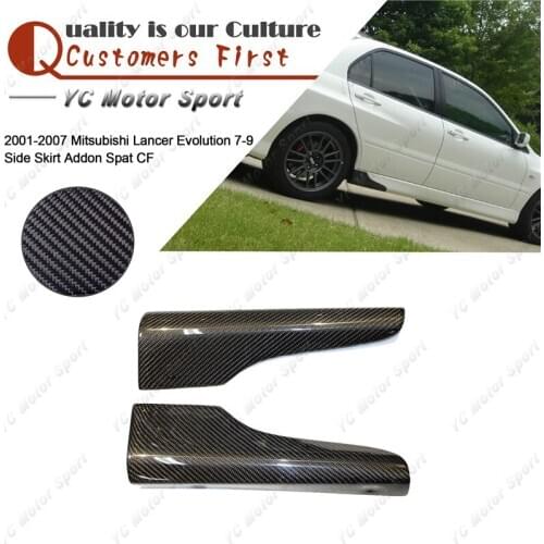 Car Accessories Carbon Fiber Side Skirt Addon Spat Fit For 2001-2007 Evolution 7-9 EVO 7 8 9 Side Skirt Rear Addon Spat Cover