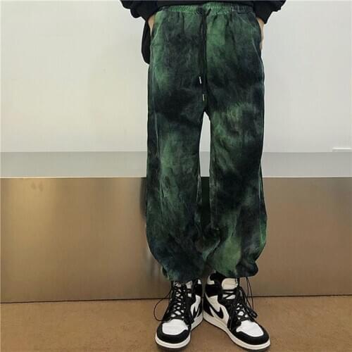 2021 New Elastic Waistband Loose Harem Embroidery Tie Dye Contrast Jogger Pant Women Man Streetwear Korean Harajuku Punk Hip Hop