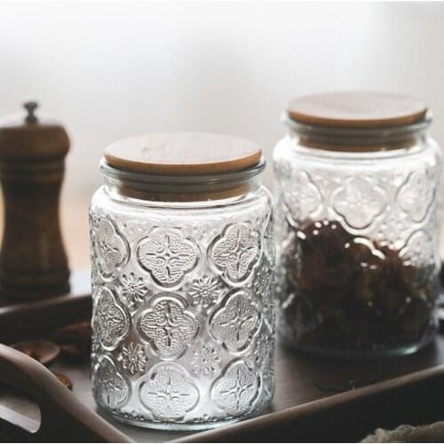 700ml Household Retro Storage Tank Sugar Bowl Glass Sealed Coffee Tea Cereals Cans Food Storage Kitchenware Transparent Jar Vase