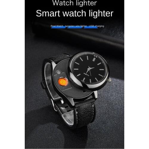 Mens Quartz Watch USB Cigarette Lighter Rechargeable Replacement Tungsten Wire High Quality Gift Mens Clock Outdoor Sports Wat