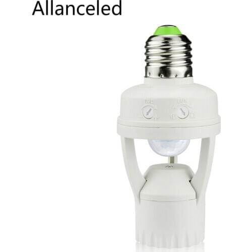 E27 Smart 110V-240V 60W PIR induction infrared motion sensor LED lamp base with light control switch bulb socket adapter