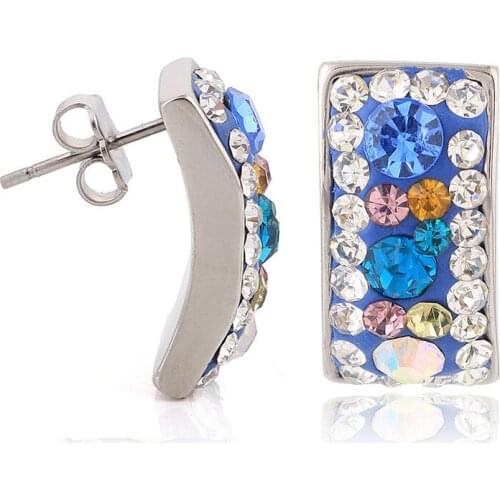 2021 Hot sale European and American fashion colored Zircon Stainless steel earrings Crystal from Austrian Fit Women For Party