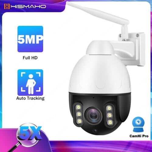 5MP WIFI IP Camera Outdoor CamHi CCTV 5X Optical Zoom Wireless PTZ Dome Camera Outdoor 2 Way Audio Security P2P IR Night