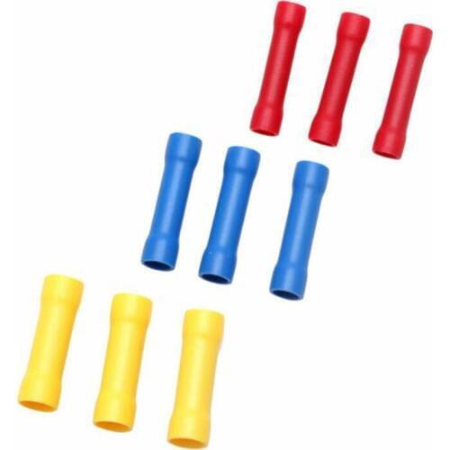 100Pcs Red/Blue/Yellow 19-48A Insulated Butt Connector Electrical Automotive Cable Wire Crimp Terminal