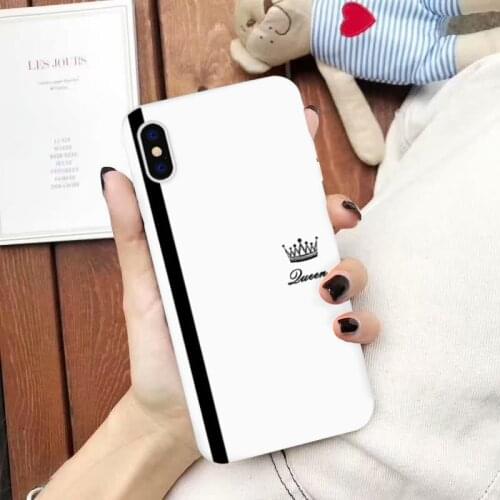 JAMULAR Funny King Queen Couple Phone Case For iPhone 11 Pro X XS MAX X XR 7 8 6 6s Plus Black White Silicone Soft Back Cover