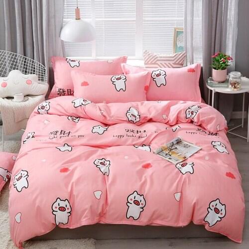 Cartoon Pink Pig Kawaii Kids Modern Comforter Bedding Set Luxury Fashion King Queen Twin Size Bed Linen Duvet Cover Sets Gift
