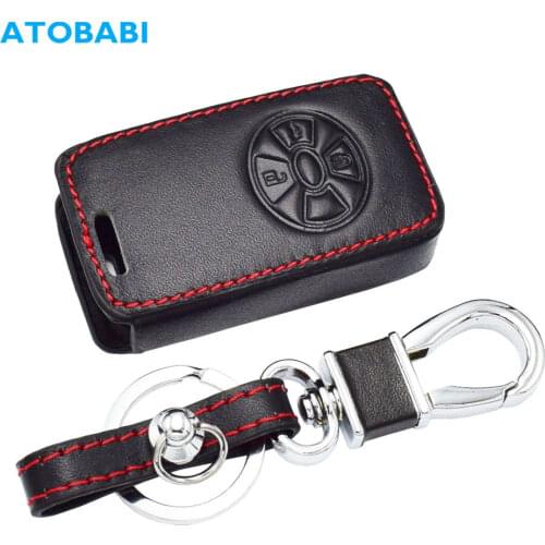 Leather Car Key Case For Toyota RAV4 2009 10 2011 RAV 4 Yaris Reiz 3 Buttons Smart Remote Fob Shell Cover Keychain Protector Bag