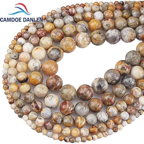 Beads Natural Stone Crazy Agates Round Loose bead 4 6 8 10 12MM Diy Bracelet Earrings Beads for Fashion Jewelry Making