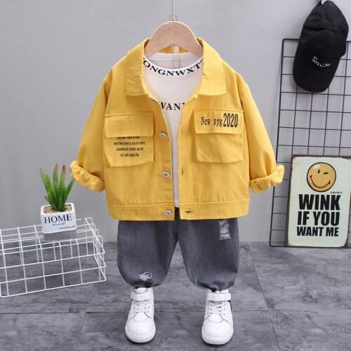New Spring Autumn Children Casual Clothes Baby Boys Cartoon Solid Hoodies Jacket T Shirt Pants 3Pcs/Set Kids Infant Tracksuit