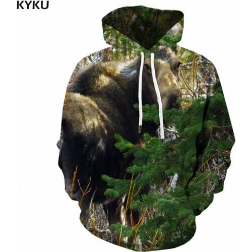 KYKU Brand Animal Sweatshirts men Forest 3d Printed Harajuku Hoody Anime Landscape Hooded Casual Long Sleeve Hip Hop Casual