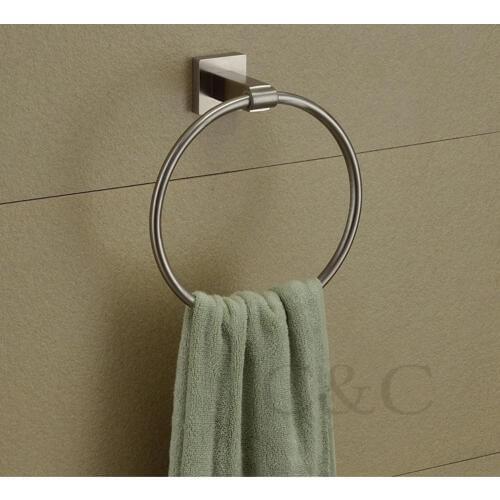 Brushed 304 Stainless Steel Bathroom Towel Rings - Free Shipping YS-2009