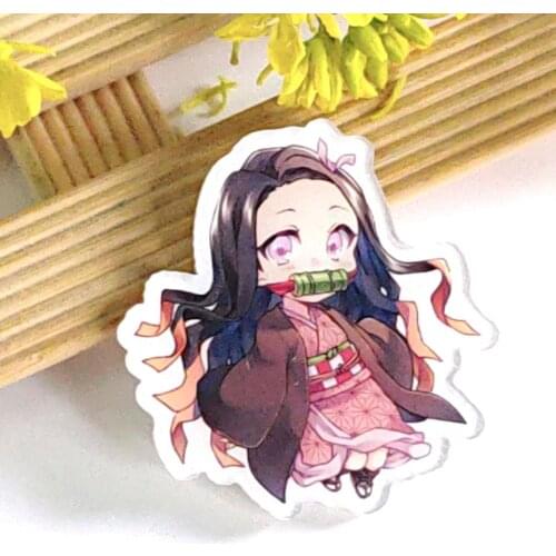 Cute Version Demon Slayer Acrylic Charms Ghost Killing Blade Pendants for Jewelry Making Animation Peripheral Epoxy Resin Anime