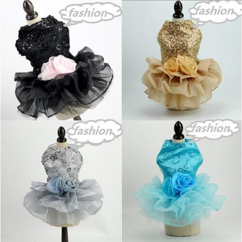 Fashion Lace Princess Pet Dog Wedding Dresses Pet Tutu Skirt Puppy Cat Dress Pet Apparel with embroidery sequins XS-XL teddy