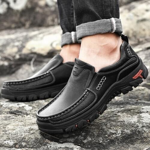 Mens shoes Italian style genuine Leather Shoes lace up Luxury Brand Men Loafers outdoor cow Leather Formal Loafers Moccasins Men