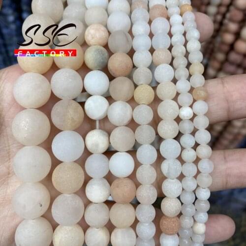 Natural Stone Pink Aventurine Frosted Beads Matte Round Loose Beads 4 6 8 10 12MM For Jewelry Making Fit DIY Bracelet 15" Strand