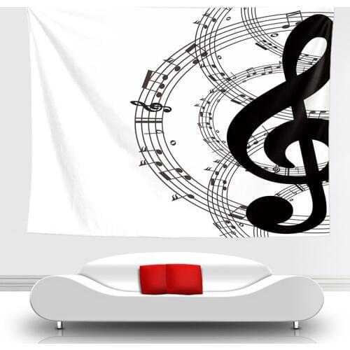 Novelty Art Musica Note Pattern Tapestry Hanging Wall Blankets Light-weight Polyester Fabric Wall Decor Home For Music Lover
