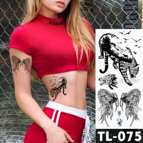 Water Transfer Leopard brid wings Temporary Tattoo Sticker dark Pattern body art Waterproof Fake Flash Tattoo for men women