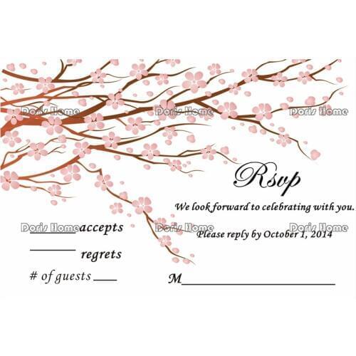 Personalized RSVP Card with Free Envelope for Wedding / Party,50 pcs/lot,R2