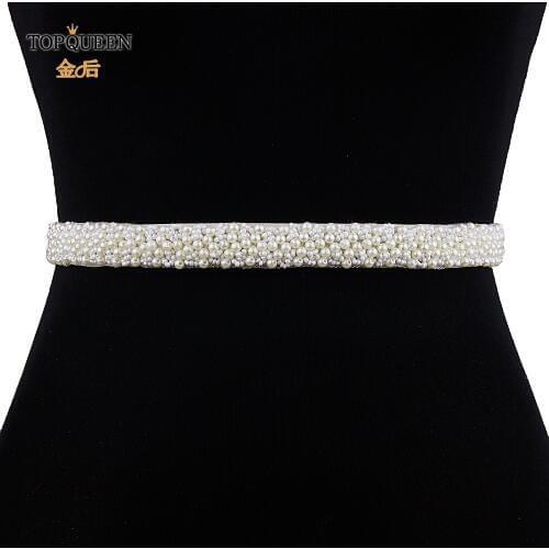TOPQUEEN S204 Wedding Belts Sashes Pearl Beaded Evening Party Gown Dresses Accessories Bride Waistband Bridal Sashes Girl Belt