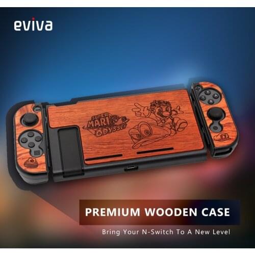For Nintend Switch Console Joy-Con Controller Dustproof Protective Cover Carving Wood Case Separated Housing Shell Carry Bag