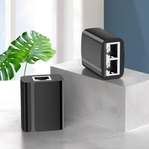 RJ45 Splitter Connector Adapter 1 to 2 Ways Ethernet Splitter Coupler Contact Modular Plug Connect Laptop Ethernet Cable