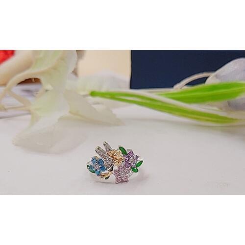 Luxury Big Flower Angel Ring Colorful Zircon Rings For Women Charm Zircon Crystal Floral Angel Ring Weding Engagement Ring
