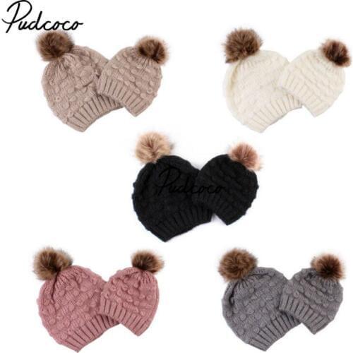New Winter Hat Men Women Children Skullies Beanies Knitting Beanie Parent-child Hats Warm Solid Color Kids Soft Cap Bonnet