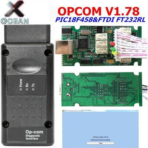 OPCOM for Opel V1.78 with PIC18F458&FTDI FT232RL Chip op-com OBD2 Auto Diagnostic tool OP COM CAN BUS Interface OBD scanner