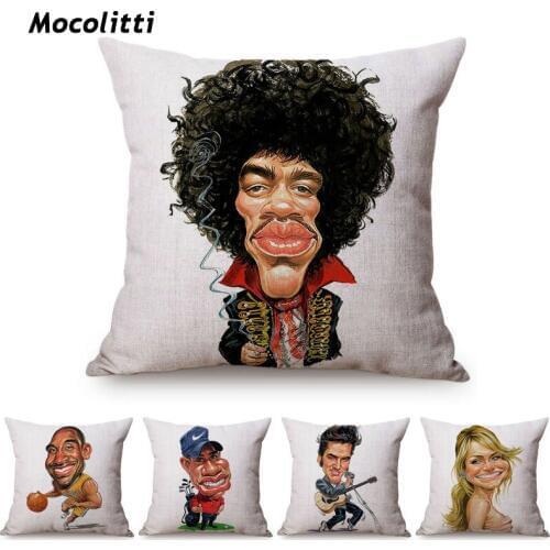 Funny Caricature Abstract Celebrity Portrait Cushion Cover Decorative Throw Pillow Case Cute Star Poster Car Sofa Cushions Cover