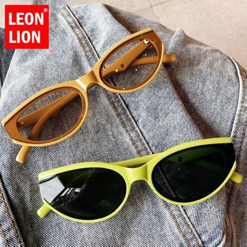 LeonLion 2021 Oval Cat Eye Sunglasses Women Brand Designer Glasses Women Retro Womens Eyeglasses UV400 Trendy Shades for Men