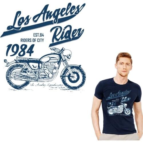 Iron on Patches Motorcycle Thermo Transfer for Clothes Punk Skull Decor Badges Icons DIY T-shirt Heat Transfer Stickers E