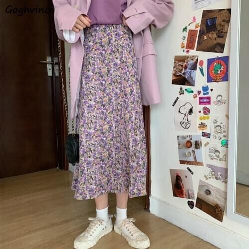 Skirts Women Floral Colorful Loose Straight Sweet Girls Spring Summer New Womens Long Skirt Fashion Vacation All-match Ulzzang
