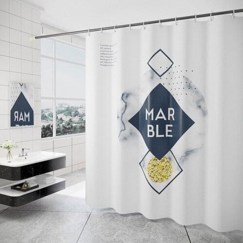 Polyester Waterproof Shower Curtain Geometric Printed Bathing Cover Nordic Style High Quality for Home Bathroom with Hooks