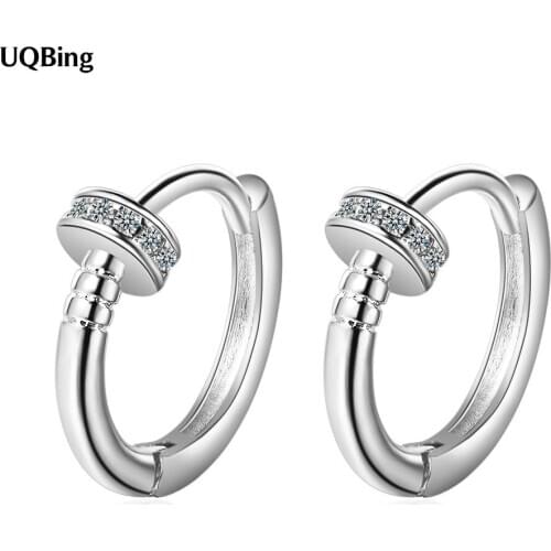 CZ Zircon Circle Round Wedding Clip Earrings for Women 925 Sterling Silver Jewelry Gifts
