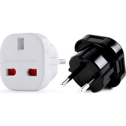 1pc white/black UK EU standard adapter converter, international conversion male power plug, mobile phone camera AC power adapter