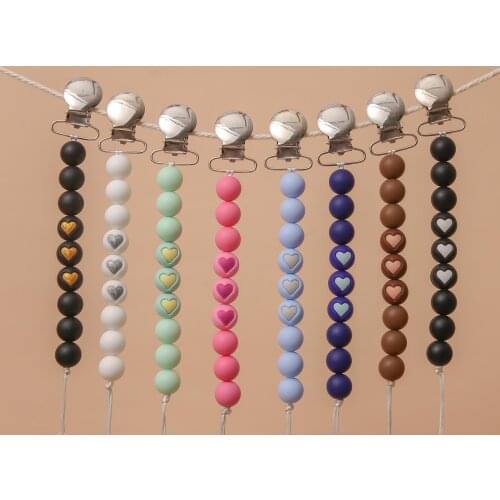 1 PC Baby Pacifier Clip Chain Silicone Teething Beads Soother Pacifier Clips Leash Strap Nipple Holder for Nipple Bottle