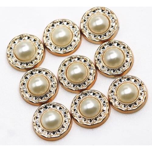 12/18mm golden round pearl plastic flatback golden color button decoration craft scrapbook accessories