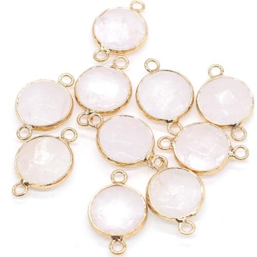 2pcs Natural White Quartzs Pendant Connectors Section Irregural Connectors Charms for Making Jewelry Necklace Gift 15x24mm