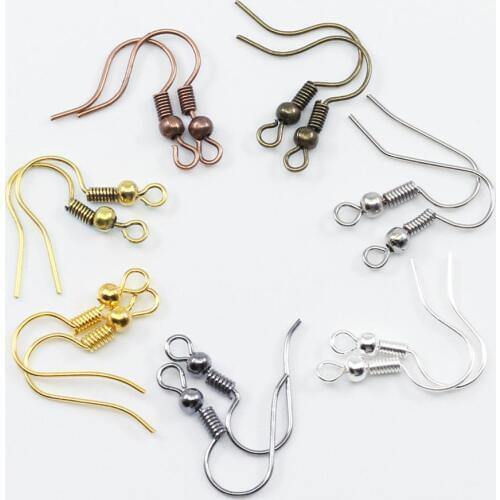 200pcs/lot Gold Cheap Iron Ear Hook Clasp Ear Beads Charms Earrings Hooks Wires Clasps For DIY Jewelry Makings Findings Supplies