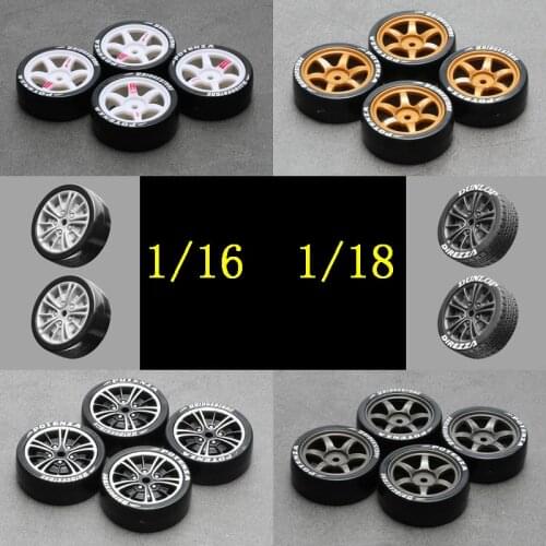 4pcs 1/16 1/18 Model Car Tires with Wheels High-speed RC Drift Racing Sports Cars Accessories Diameter 34mm 40mm