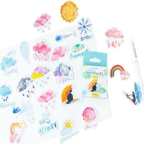 46pcs/box Cute Cartoon One Person Good Weather Boxed Stickers Diary Adhesive Boy Girl Scrapbooking Decorative DIY Stickers