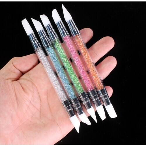 5Pcs Nail Art Silicone Brush Nail Art Doting Pen Pencil Dual-head Sculpture Manicure Tool for Dot UV Gel Polish